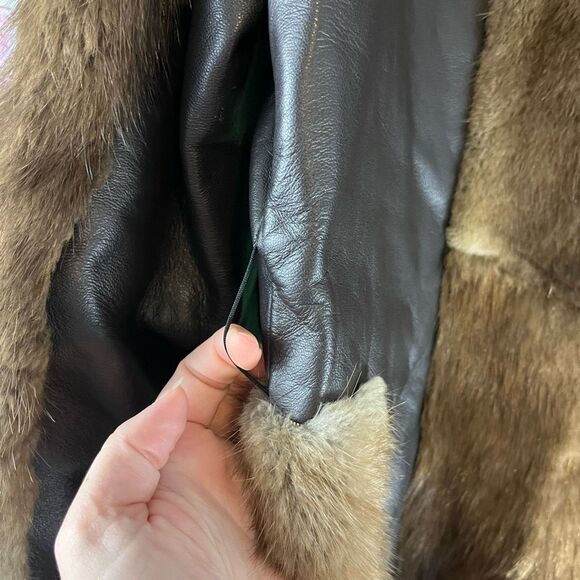 Vintage CIMA Canadian Indian Mink Art Fur Leather Patchwork Coat Medium Large - Picture 8 of 10